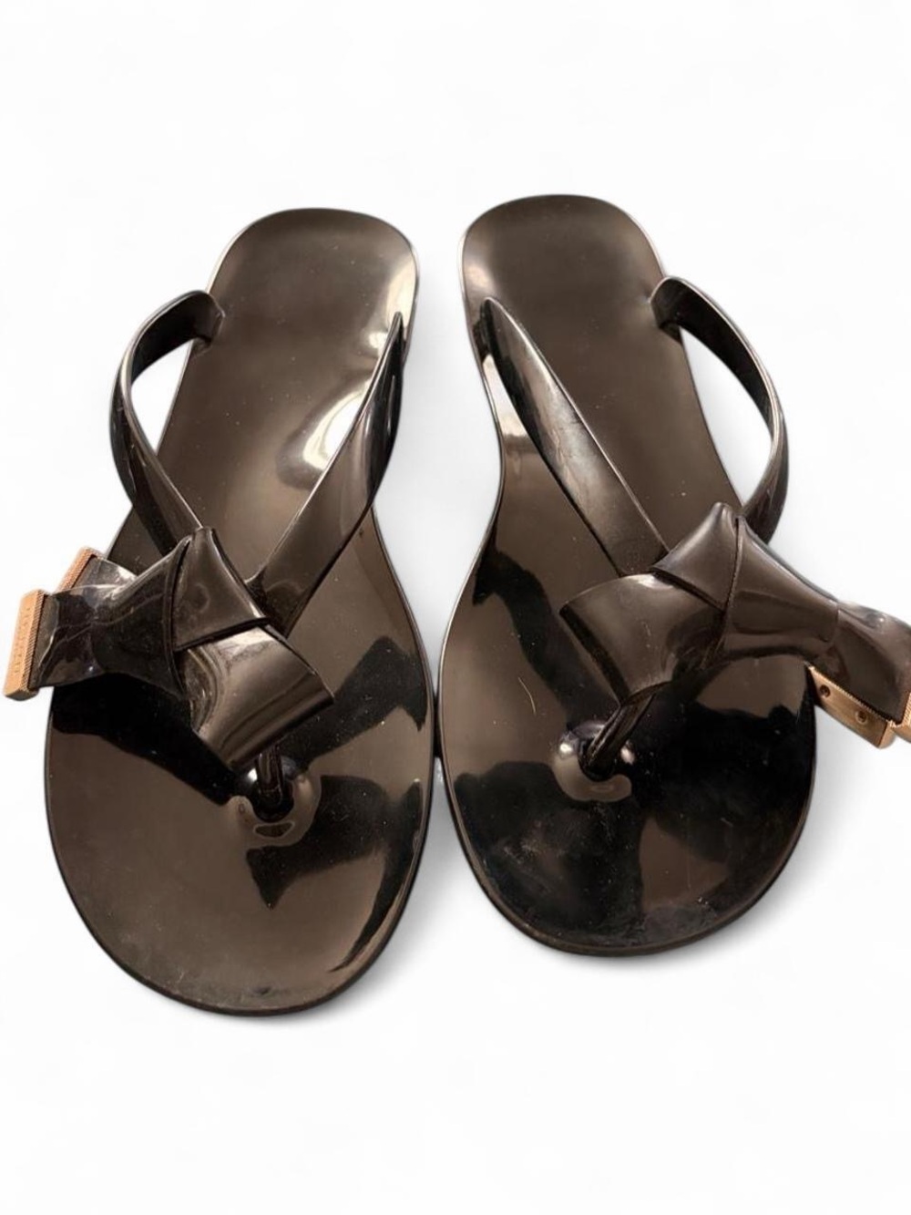 Ted Baker London Black Gloss Bow Jelly Sandals